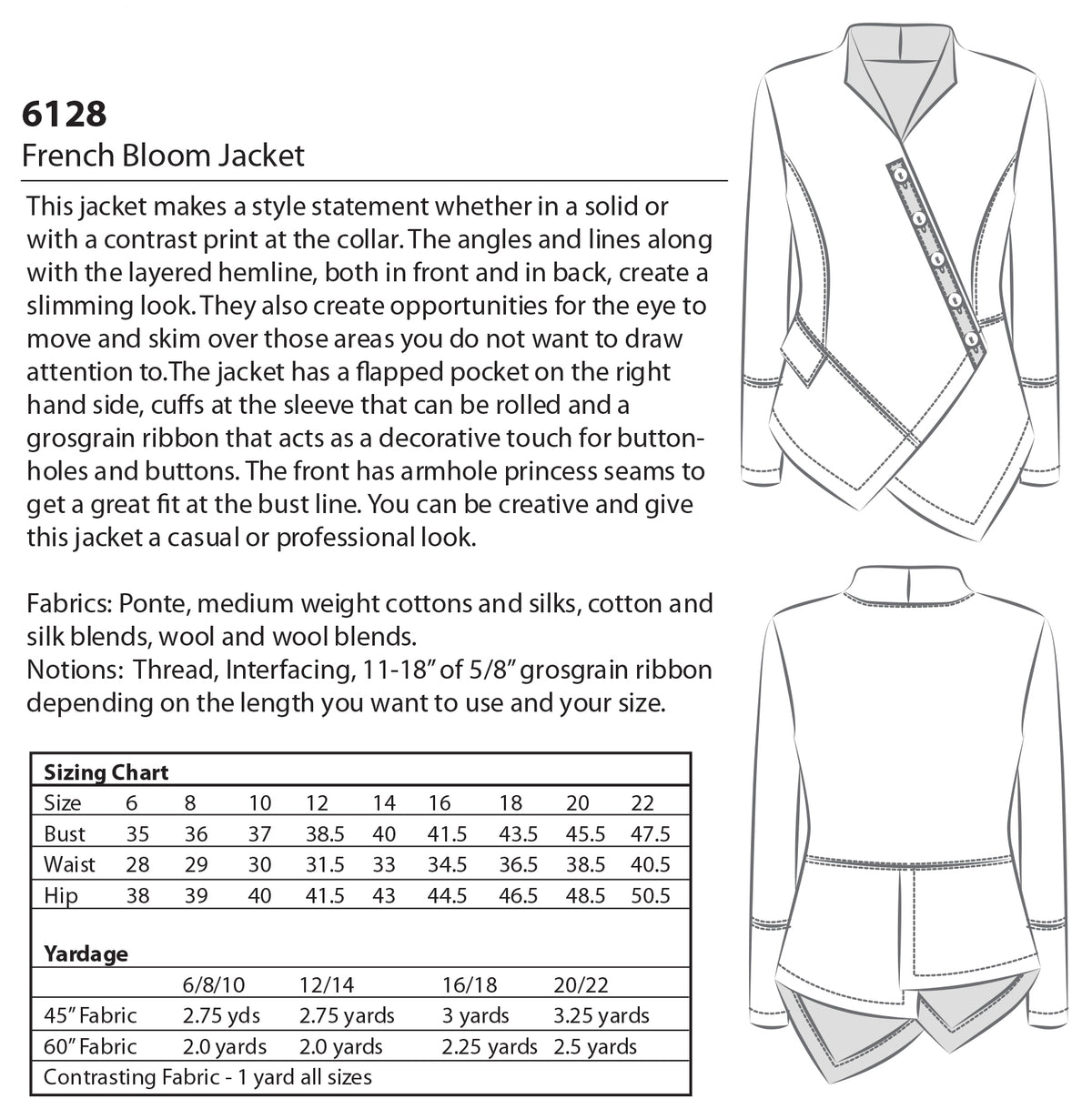LORIANNE PATTERNS 6128 - FRENCH BLOOM JACKET (PRINTED)