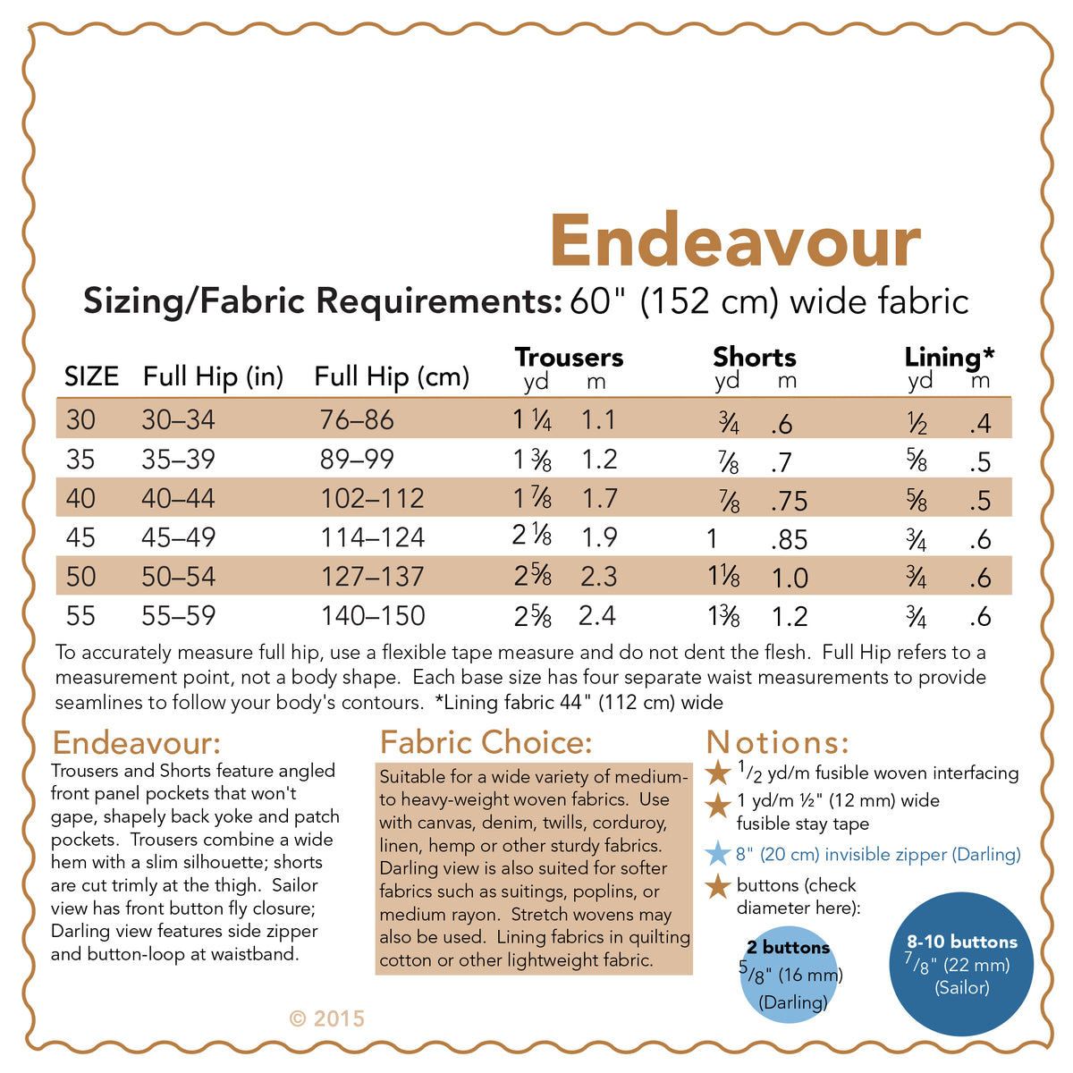 SEWING CAKE 5556 - ENDEAVOUR TROUSERS AND SHORTS (PDF)